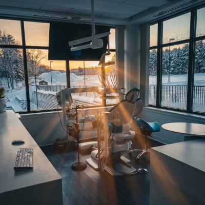 Beautiful Biological Surgery Suite Natural Dentistry Surgery Room Winter Sunset Beaming Light